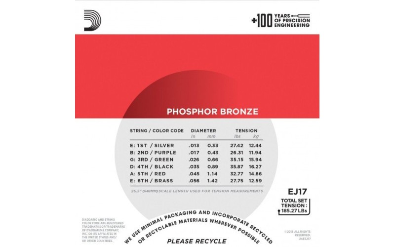 D'ADDARIO EJ17 - струны для акустической гитары